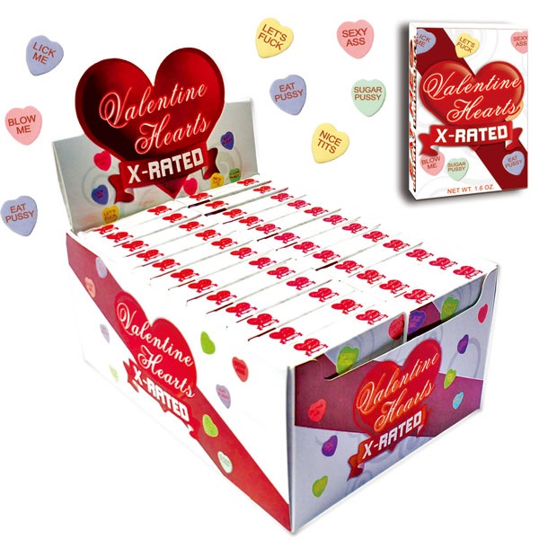Valentines X Rated Heart Candy Asst Sayings - 24 Boxes/Display